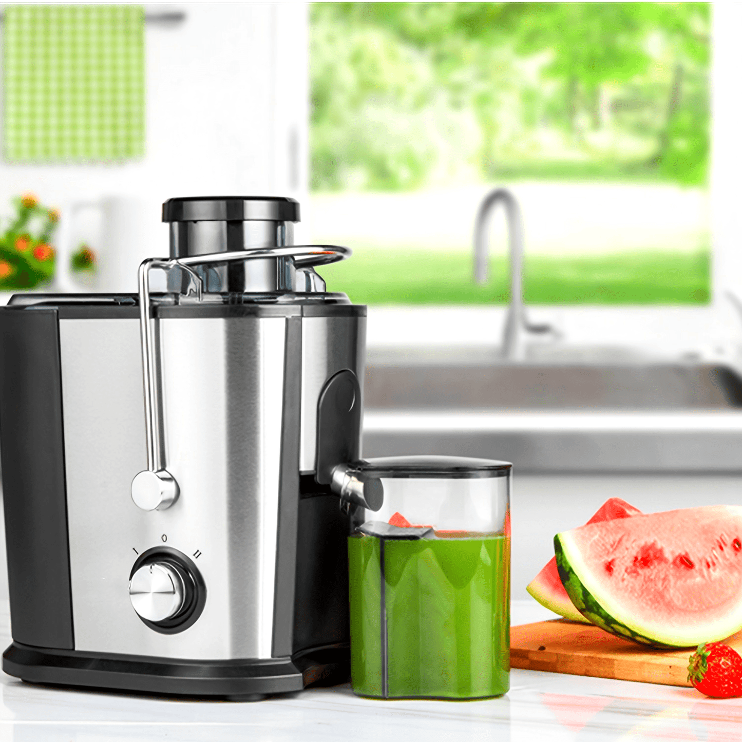 Juicer Machines, 600W Juicers Whole Fruit And Vegetable, Fruit Juicer Machine With Anti-Drip Spout, 2 Speeds, Juice Booklet, Brush For Easy Cleaning, BPA-Free [Energy Class A+++]