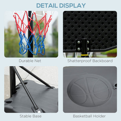 HOMCOM Basketball Hoop and Stand with PE Backboard and Weight Base Height Adjustable 1. 6-2. 1m Portable on Wheels, Black