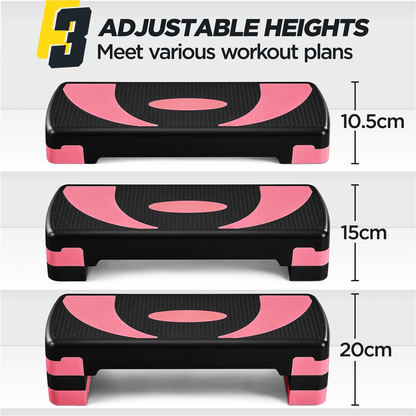 Yaheetech Aerobic Stepper with Risers, Exercise Step Platform with 3 Adjustable Heights for Home Gym