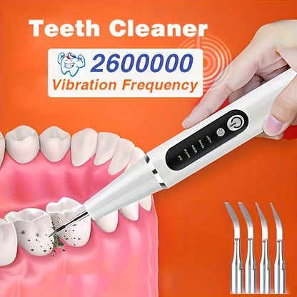 Rechargeable Teeth Scaler With LED Light, 4 Replaceable Heads, Type-C Charging, Oral Hygiene Cleaner Kit Christmas Gift