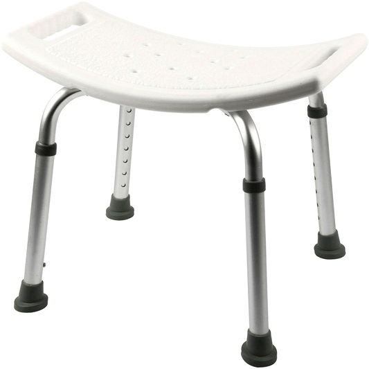 Shower Stool for Elderly Bath Shower Seats for Adult Disabled Height Adjustable Non-Slip Aid Bath Shower Chairs Aluminium Perching Stool White