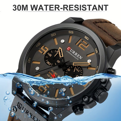 CURREN Men's Sports Watch, Multifunctional Timing Waterproof Wristwatch