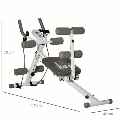 HOMCOM 2-IN-1 Core Abdominal Ab Trainer Sit Up Bench with LCD Screen, Adjustable Fitness Crunch Machine for Home GYM