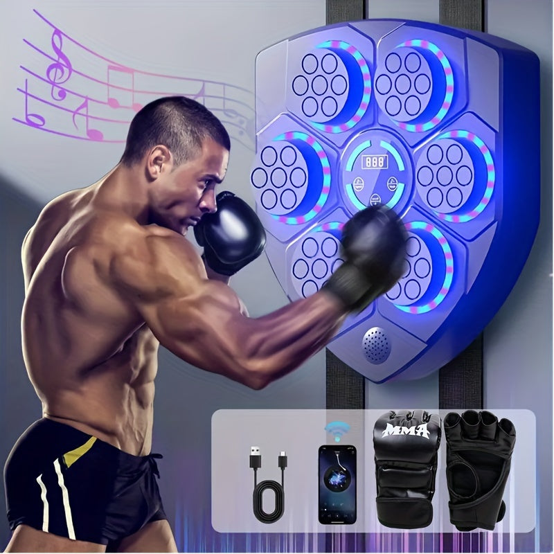 with gloves, color light music boxing machine, 9 speed gears, 5 volume gears. Boxing training machine, intelligent counting boxing machine, electronic boxing training target, agility training equipment, Christmas gift