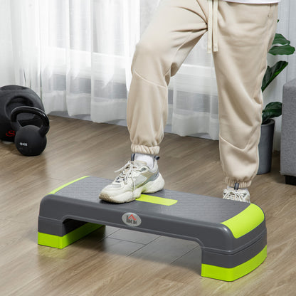 Aerobic Step, 10cm, 15cm & 20cm Height Adjustable Steppers for Exercise Workout, Nonslip Step Board Great for Home & Office, Grey and Green