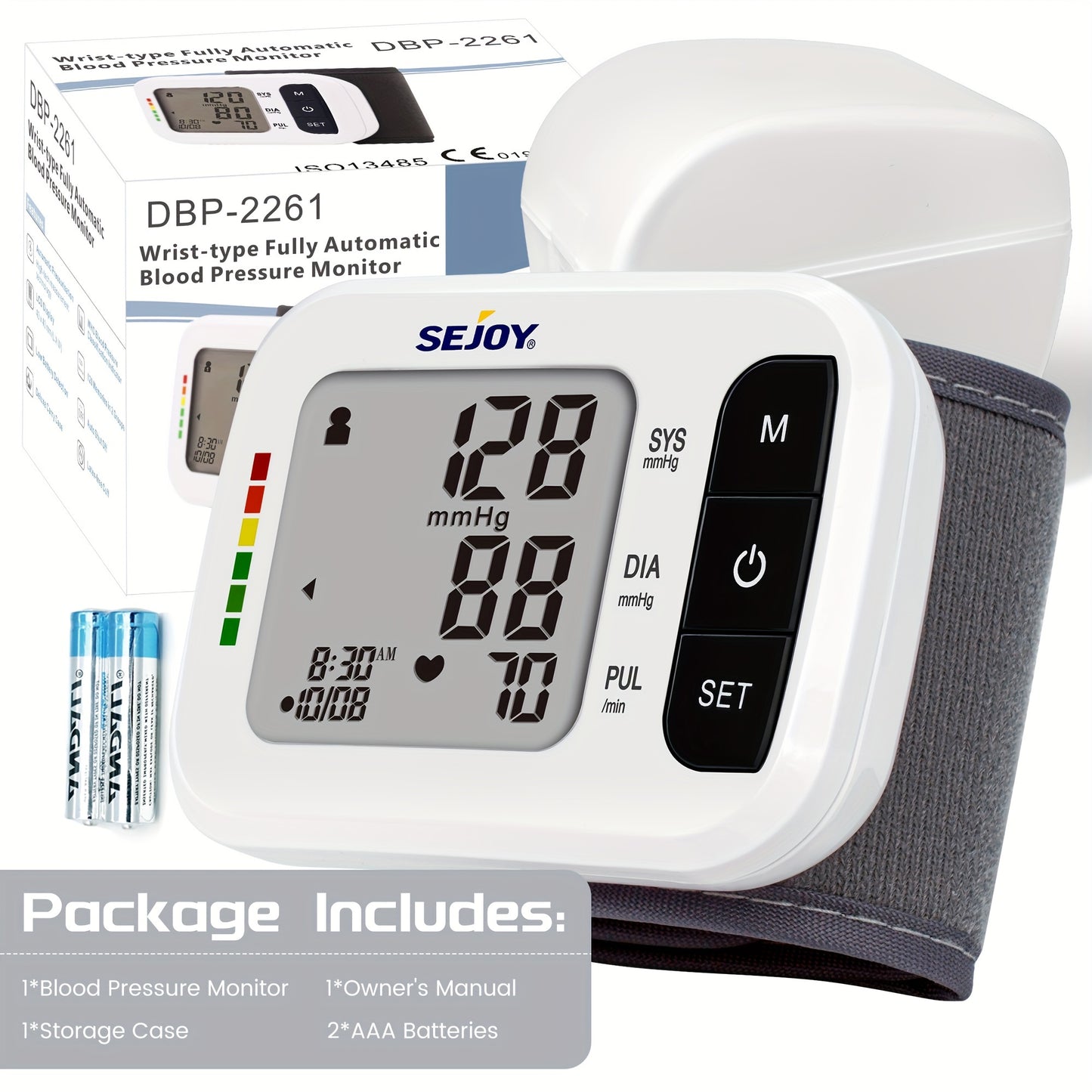 Sejoy Accurate Wrist Blood Pressure Monitor For Home Use, Automatic Digital Blood Pressure Device With Large LCD Display, Smart Blood Pressure Automatic BP Machine Including Blood Pressure Wrist Strap And PP Box And Batteries