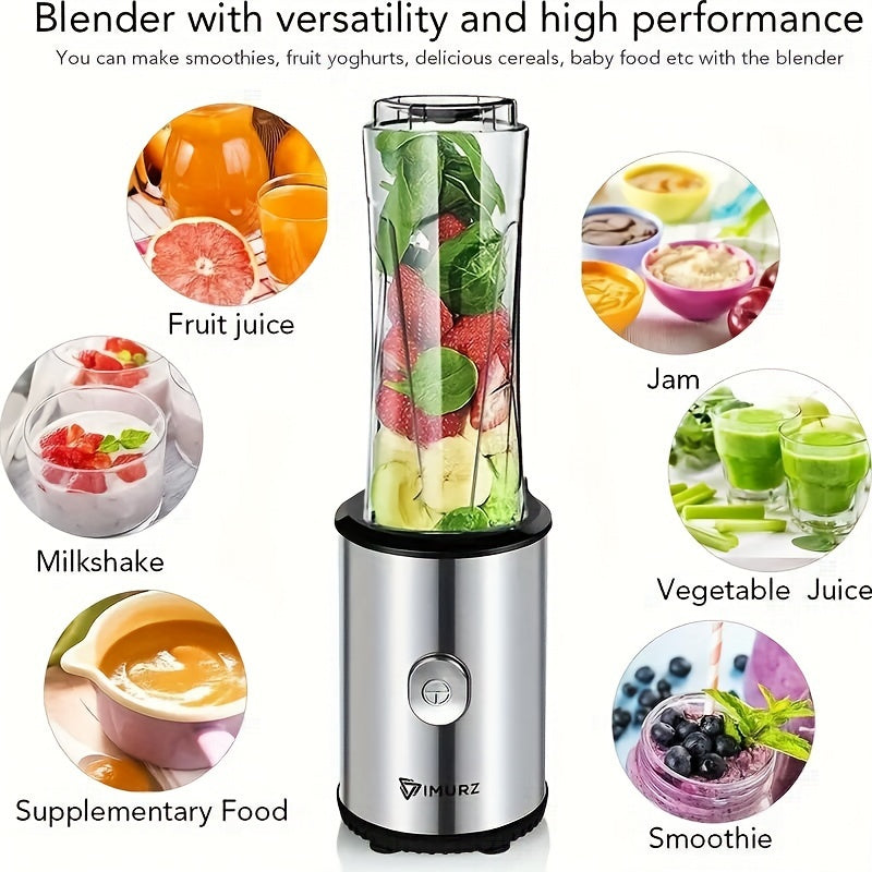 1 Set Portable Blender And Smoothie Maker Personal Mini Blender Electric Mixer With 2x600ml Blender Bottles For Smoothies, Milkshakes, Fruit And Vegetable Drinks, Ice, 350W