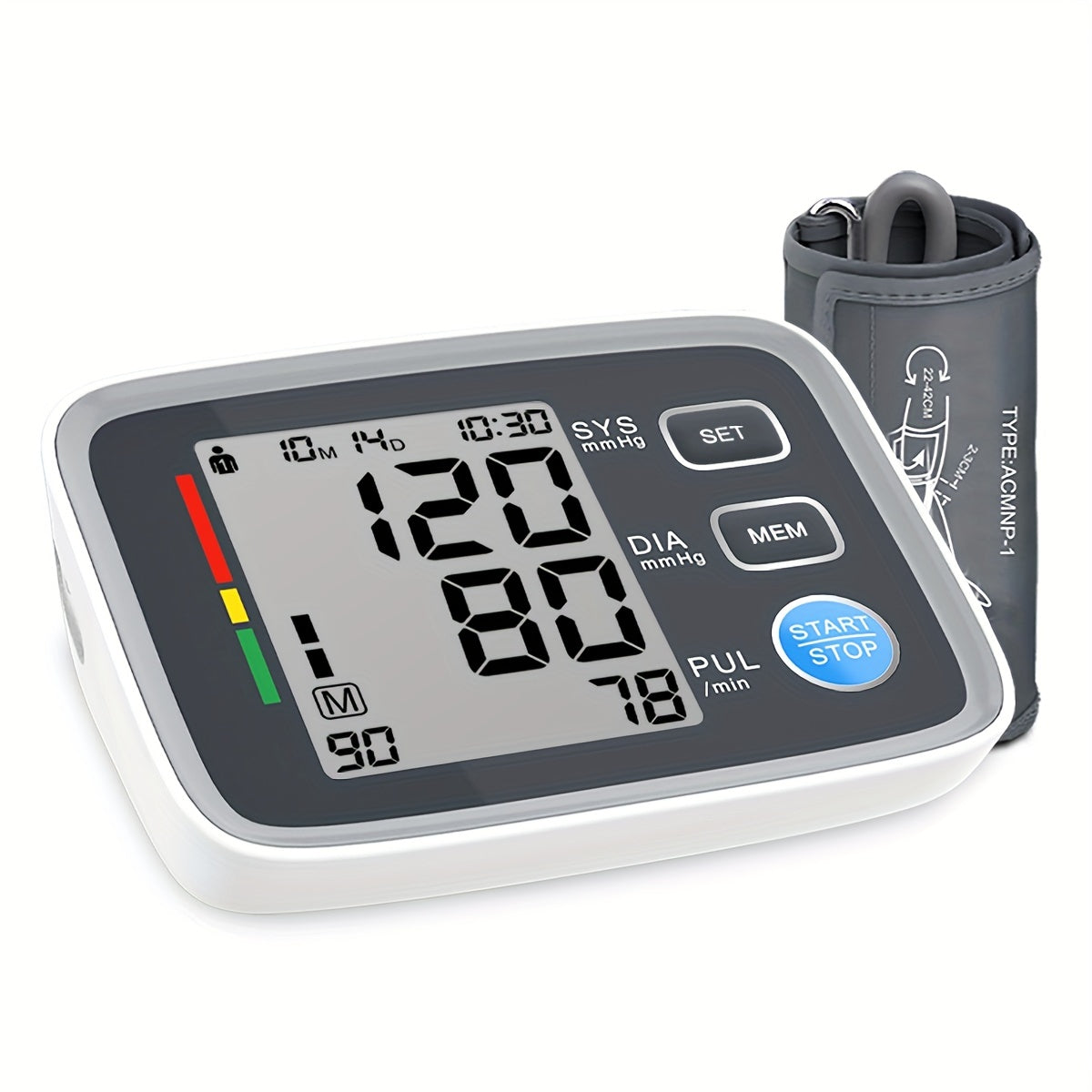 Blood Pressure Monitors For Home Use, BP Cuff Automatic Upper Arm Cuff Digital Blood Pressure Machine With 22.1-43.18cm Blood Pressure Cuff (No Battery )