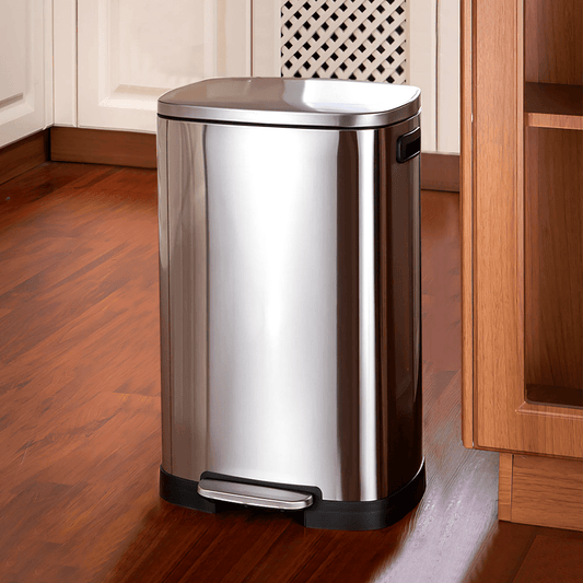 50L Stainless Steel Waste Recycling Bin Kitchen Pedal Rubbish Dust Bin Trash Can