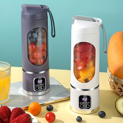 450ml Portable USB Rechargeable Blender with LED Display - Compact, Lightweight, and Easy-to-Clean Design for On-the-Go Smoothies, Fresh Juice, and Nutrition - Perfect for Travel, Camping, and Office Use