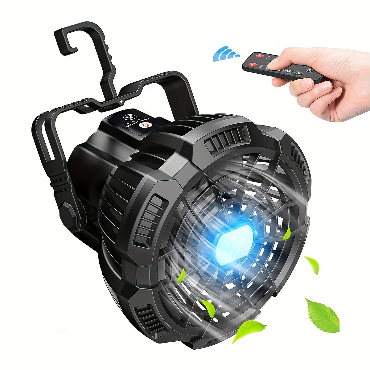 3-in-1 Camping Fan with LED Lantern, Remote, and 7800mAh Power Bank - Perfect for Fishing and Outdoor Activities