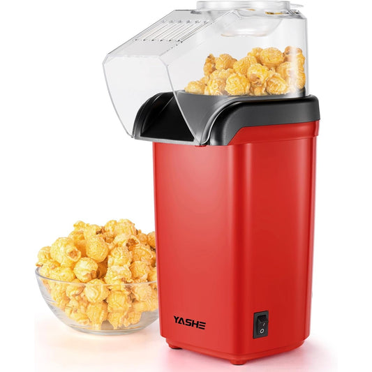 YASHE Popcorn Maker, Electric Popcorn Maker Machine, 1200 W Popcorn Machine with Hot Air, Ready in 2 Mins, One-button Operation, Healthy & Oil-Free, Home Made for Kids Movie Nights Parties