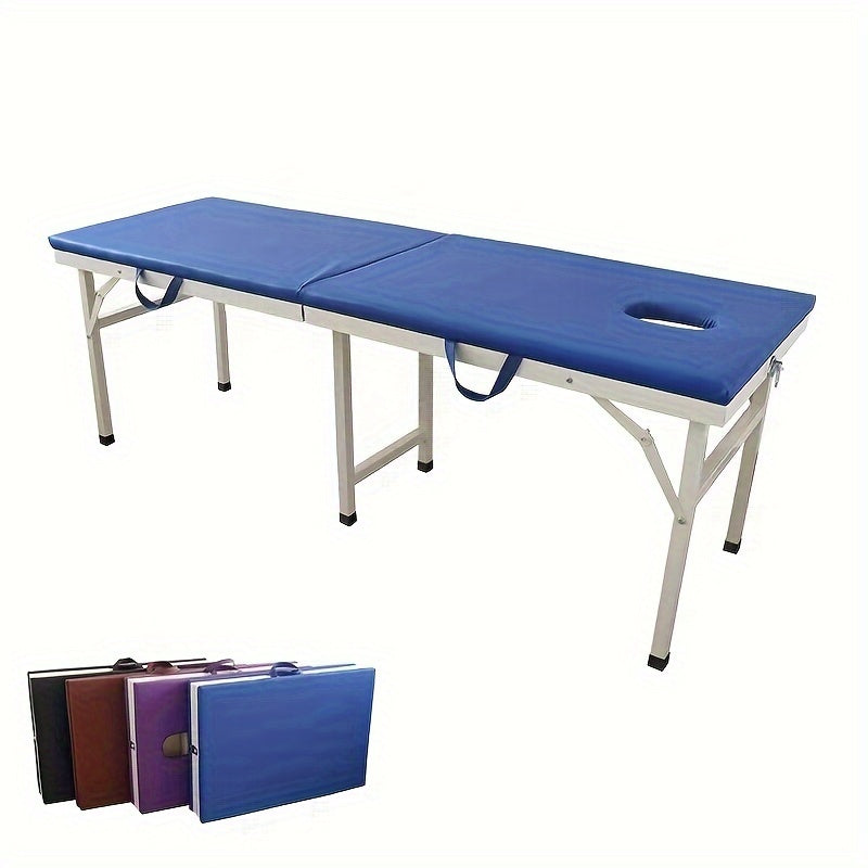 Professional 60/70cm Massage Table: Portable, Memory Foam, PU Leather, 2 Fold, Facial Esthetician Salon SPA Bed - No Fragrance, Battery-Free