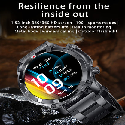 IP68 Waterproof Smartwatch 3.86cm Touchscreen with LED Flashlight, 500mAh Battery, Wireless 5.1, Call & Message Notifications, Step & Calorie Tracker, Multi-Sport Fitness, USB Rechargeable for Android & iPhone - Unisex Digital Watch with Silicone Strap