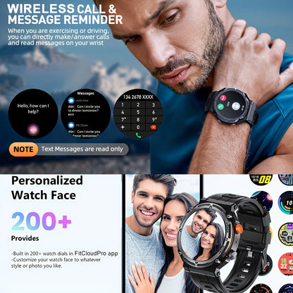 Purspo Outdoor Smart Watch(Answer/Dial Calls), Waterproof Sport Smartwatch Men For iPhone And Android Phones, Fitness Tracker Watch With Multi-Sport Modes/Music-Control/Alarm Clock/Long Battery Life/Good Gifts For Sport Men