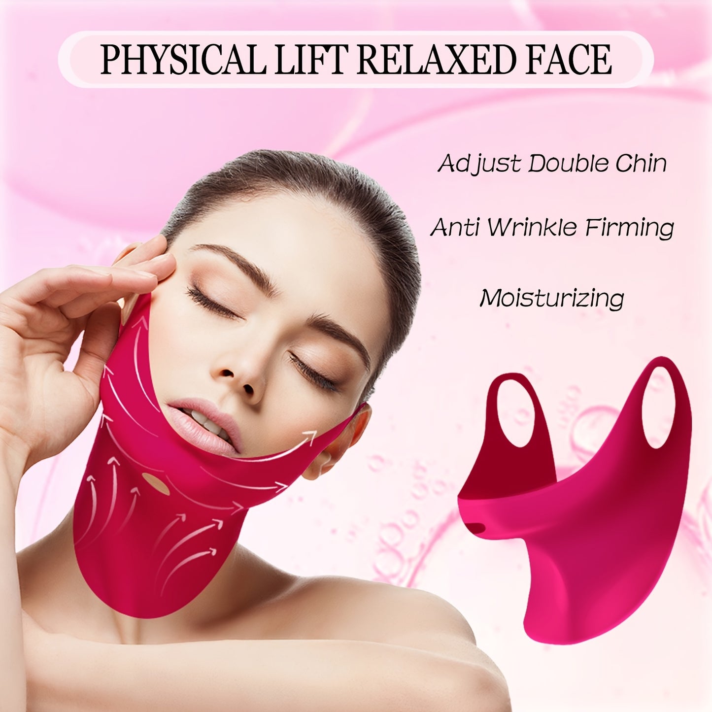 5Pcs Rosa Rugosa V-Line Lifting Bandage Mask, Face Lifting Mask, Chin Up Patch, Chin Strap For Double Chin For Women, Double Chin Reducer, V-Line Shaping Chin Mask, Cheek & Neck Patch