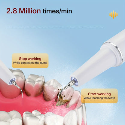 5 Levels Adjustment Tartar Remover With LED Light - Dental Calculus Remover Teeth Cleaning Kit, 4 Replaceable Heads, Improve Oral Health