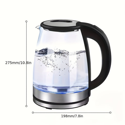 1pc, 2L 1800W Electric Kettle Glass Fast Boil 360° Blue LED Illuminated Portable Jug 1800W