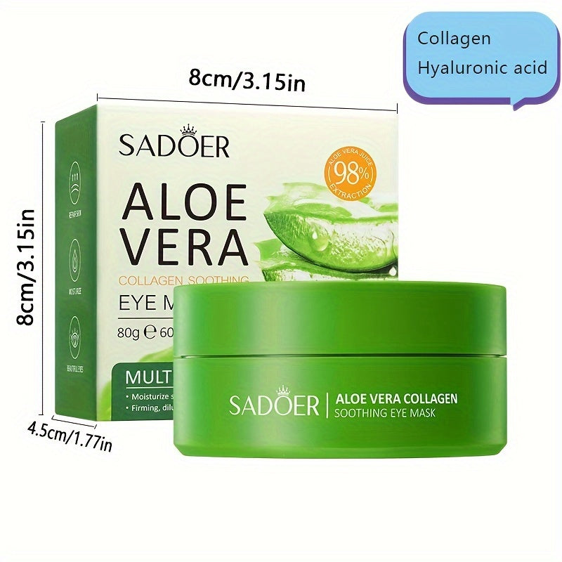 60pcs/box Aloe Vera Collagen Eye Mask, Moisturizing And Firming Eye Skin, Improves Eye Wrinkles