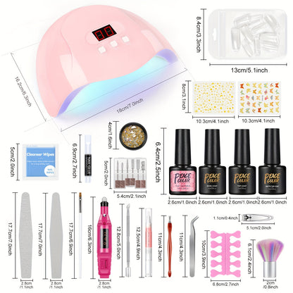 Gel Nail Polish Kit For Beginners With LED Nail Lamp and Base Matte Top Coat Electric Nail Drill Machine Kit Nail Tools At Home Manicure Set