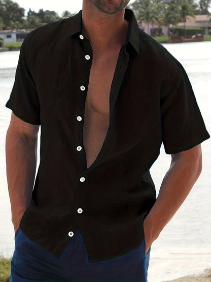 Men's Comfy Short Sleeve Shirt For Beach Resort Business