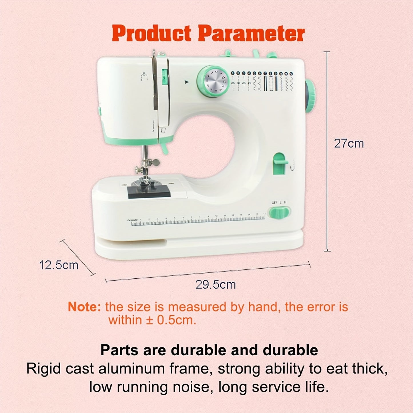 Mini Electric Sewing Machine With Extension Table, Twin Needle, Twin Speed, Twin Thread Multifunction Sewing Machine With 12 Stitches And Reverse Stitch For Beginners (FLSM-520)