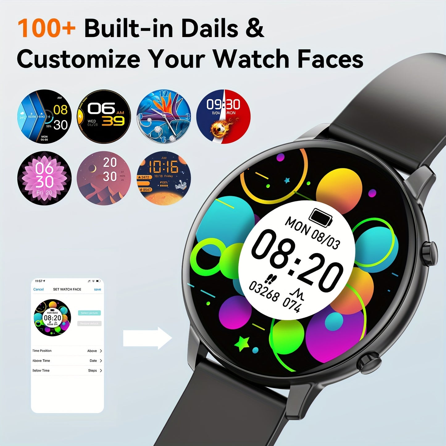 Women's Smartwatch, 3.53cm Wireless Call Smartwatch Gift With Voice Assistant, Remote Camera, 100+sports Modes Compatible With Multiple Mobile Systems