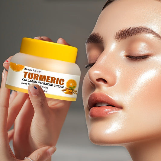 Turmeric & Collagen Hydrating Cream - 1.76oz | Anti-Wrinkle, Deep Moisture & Firming for All Skin Types | Vitamin C & Niacinamide Infused | Reduces Fine Lines & Dark Spots