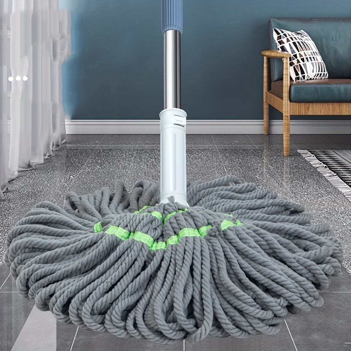 1pc, Self-Tightening Spin Mop, Hands-Free Twist Water Mop, Suitable For Living Room, Bedroom, Bathroom, Patio, And Floor Cleaning, Cleaning Supplies, Cleaning Tool