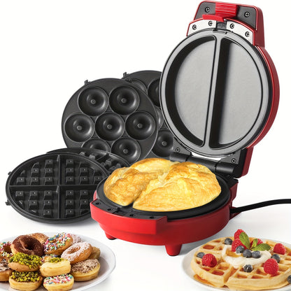 SUPERLEX 3-in-1 Waffle Maker Set, Electric Snack Maker With Changeable Plates For Belgian Waffle Donut Cake, Omelette, Grill For Snack, Food, Desserts, Waffles, Sandwiches, Family [Energy Class A+++]