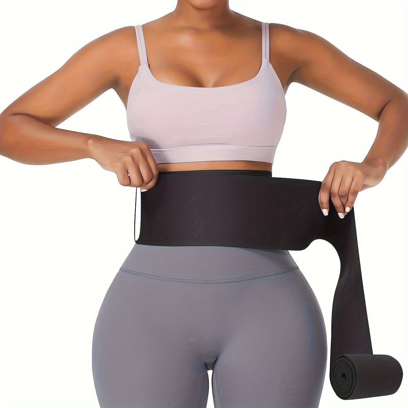 Women'S High Elastic Tummy Control Waist Trainer, 3m Long, Stretchable Belt, Unisex, Fits All Body Types - Upgraded with 6 Magnetic Straps, Polyester (PET) Material, No Power Required, Fitness & Training Gear