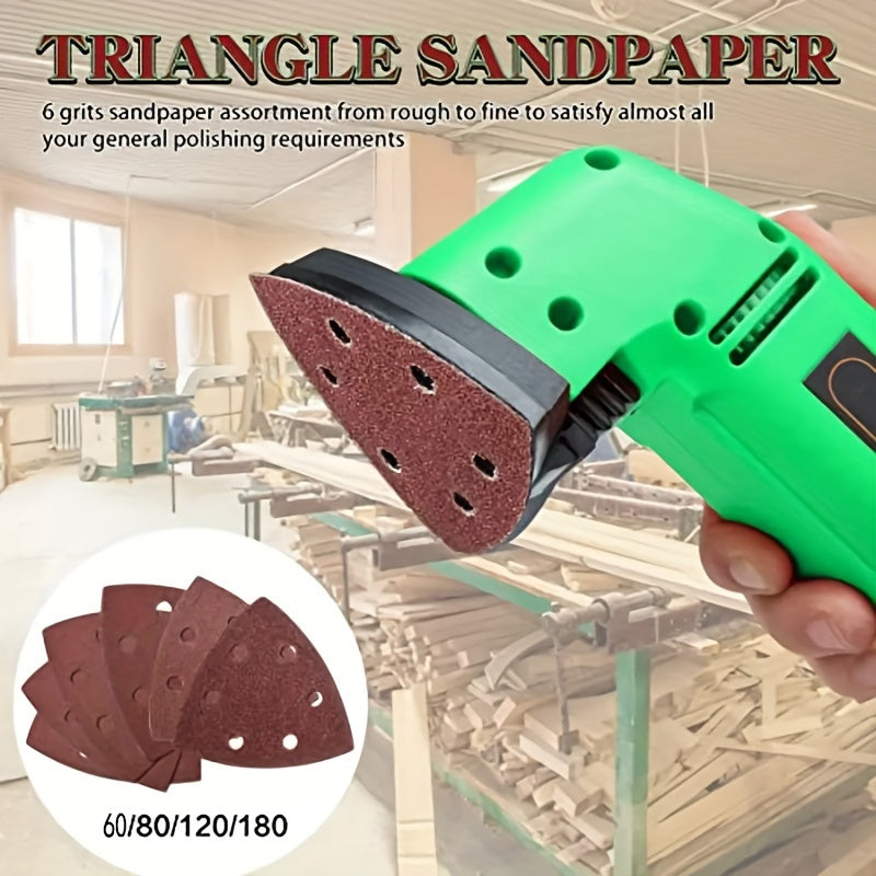 60pcs Triangle Sanding Pad Set with 6-Hole Mouse Sander - Includes 60/80/120/180/240/320 Grits for Delta & Multi-Sanders