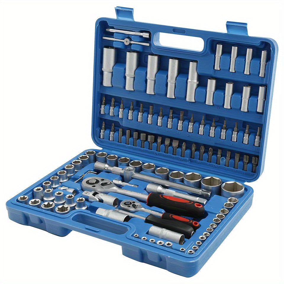 108PCS socket ratchet wrench set with ratchet torque wrench, socket and other high-end maintenance tool kit Automotive maintenance hardware for home appliance repair, car, bicycle repair, etc