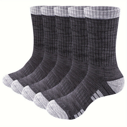 5pcs YUEDGE Men's Cushioned Hiking Socks