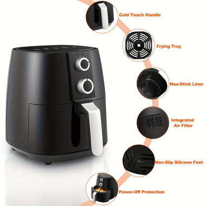 CLIPOP Air Fryer Home Use Energy Saving Airfryer With Rapid Air Circulation, Inc Air Fry, Bake And Roast, Air Fryers Oven, Oil Free Hot Cooker, Nonstick Basket, 3.8L, Black 1450W