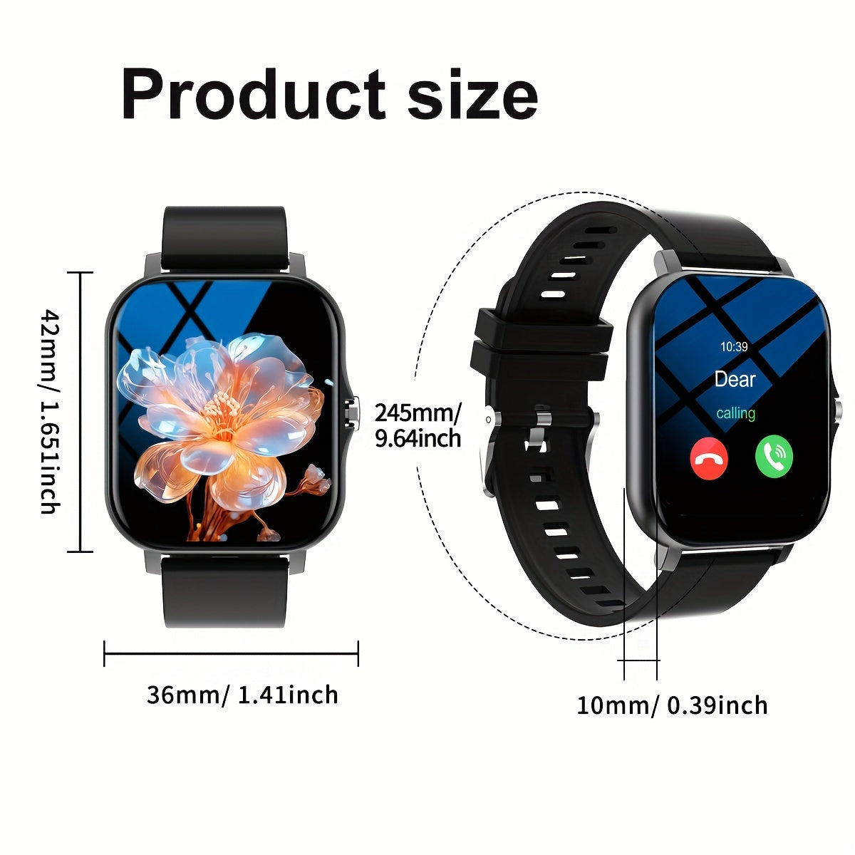 1pc ZACHARYER Smart Watch with TFT 4.65cm Display, USB Rechargeable Lithium Polymer Battery, Wireless 3.0+HS, Non-Waterproof, Intelligent Motion, Sports Modes, Message & Call Notifications for Men and Women