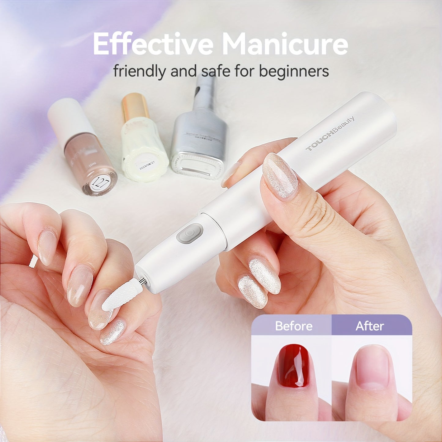 Professional TOUCHBeauty Electric Nail Drill Kit - Lightweight, Portable, and Rechargeable Manicure Pedicure Set with Case for Acrylic Gel Dip Powder Nails, Nail Art, and Salon-Quality Results - Perfect for Beginners and Professionals Alike