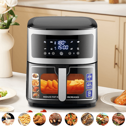 1500W/1700W Air Fryer Oven 8.8L/10.5L Capacity 60 Minute Timer 200°C Temperature Control Hot Air Circulation Oil-Free Healthy Cooking