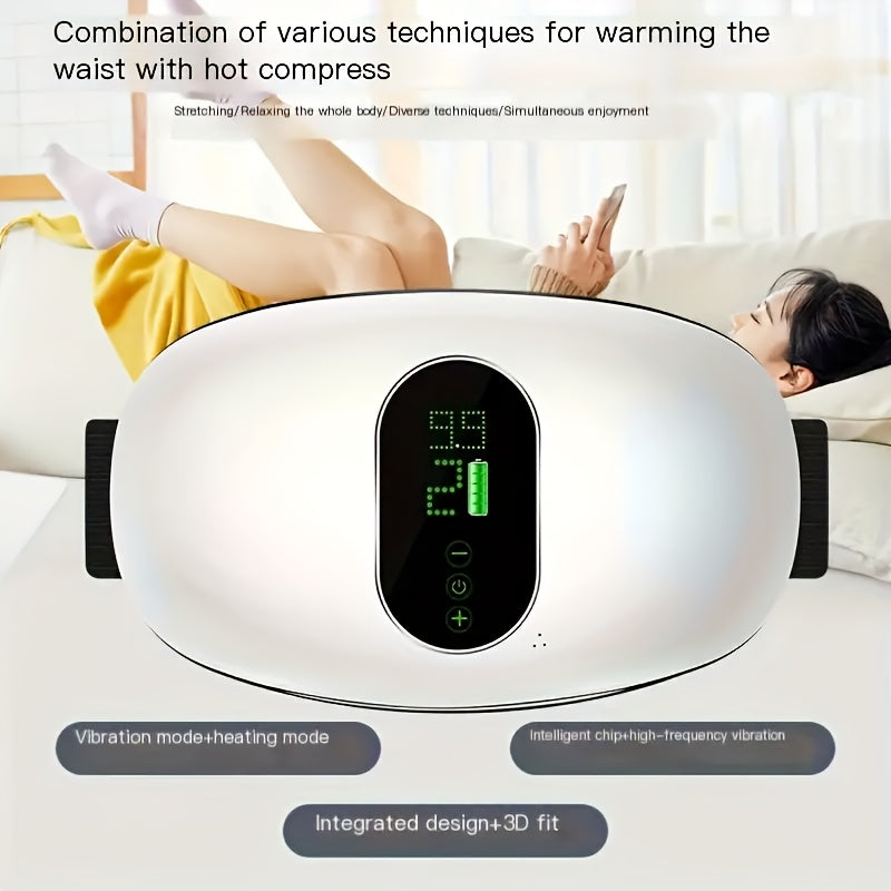 USB-Rechargeable Heated Massage Belt for Men & Women - Adjustable Vibrator, Waist Slimming & Belly Fat Burner, Portable Personal Care Device