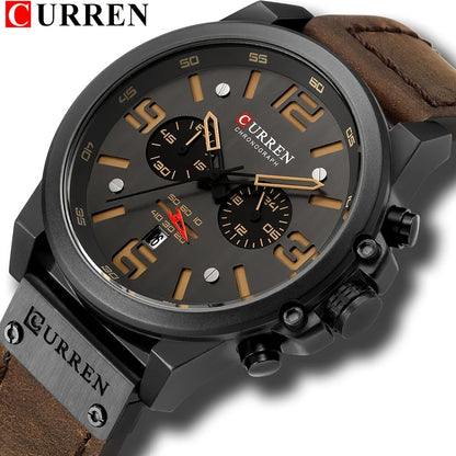 CURREN Men's Sports Watch, Multifunctional Timing Waterproof Wristwatch