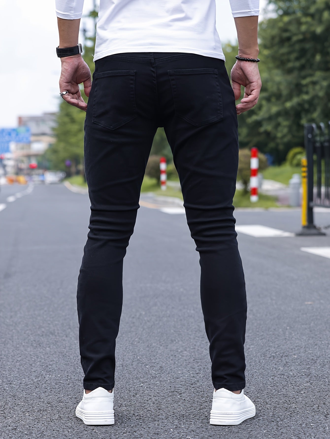 Improve product title: Men's Slim Fit Ripped Jeans - Trendy and Comfortable Stretch Denim Pants