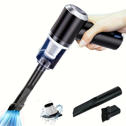 Ultra-Powerful Mini Handheld Vacuum Cleaner with 2500PA Cyclone Suction - Portable, Rechargeable Car & Home Vacuum with Dual Brush Heads, USB/Battery Powered