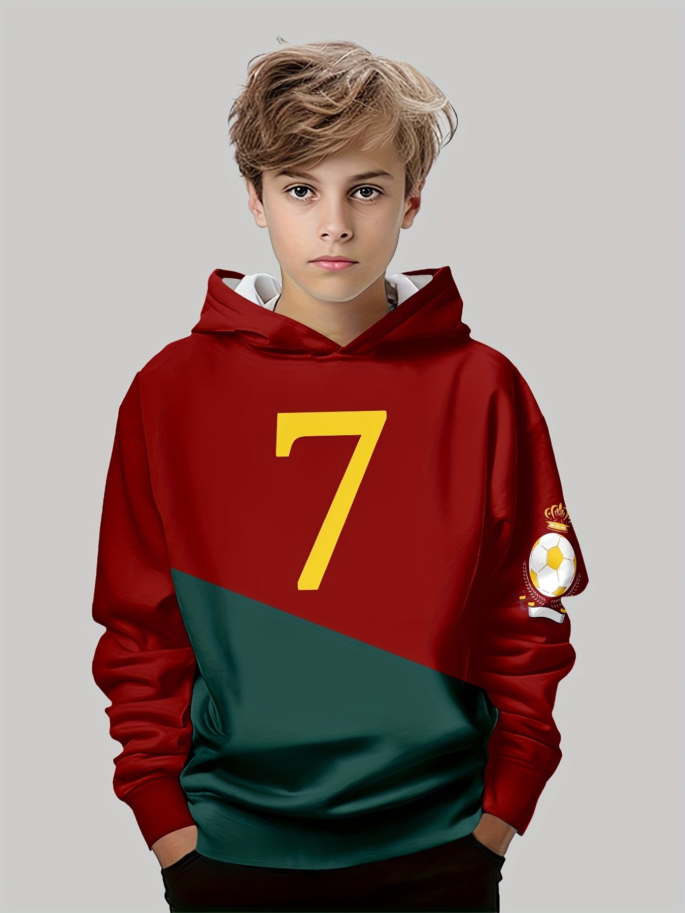 Boys' Trendy 3D Print Hoodie - Casual Long Sleeve Pullover for Fall & Winter, Stretch Polyester Blend, Machine Washable