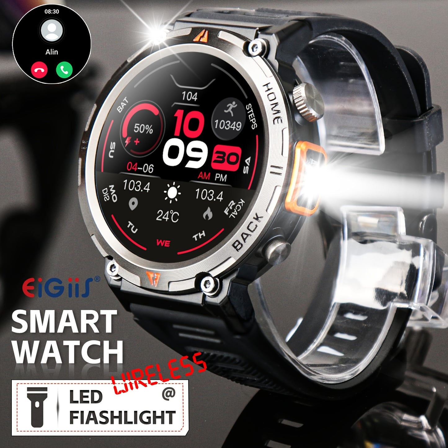 Mens Smartwatch - Wireless Call & Message Hub, HD Fitness Tracker - Sporty Design, Compatible with iPhone & Android