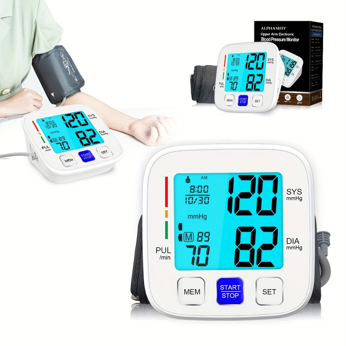 1pc Blood Pressure Monitor, Extra Large Upper Arm BP Cuff, Digital BP Monitor, Automatic Blood Pressure Cuff With 180 Memories