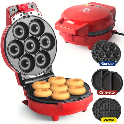 SUPERLEX 3-in-1 Waffle Maker Set, Electric Snack Maker With Changeable Plates For Belgian Waffle Donut Cake, Omelette, Grill For Snack, Food, Desserts, Waffles, Sandwiches, Family [Energy Class A+++]