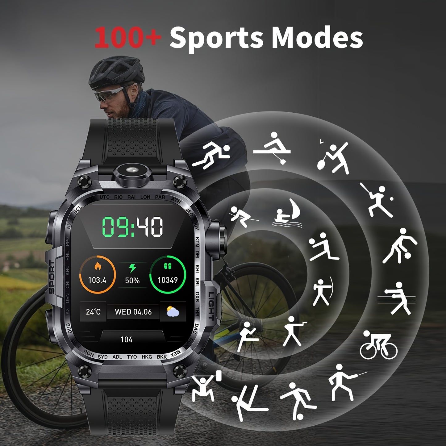 IP68 Waterproof Smartwatch with 5.11cm HD TFT Display, USB Charging, Wireless 5.0, Alloy Body, Stainless Steel Strap, 8763 Chip, 600mAh Long Standby Battery, Fitness & Sleep Tracker, 100+ Sports Modes, LED Flashlight - Android & iPhone Compatible