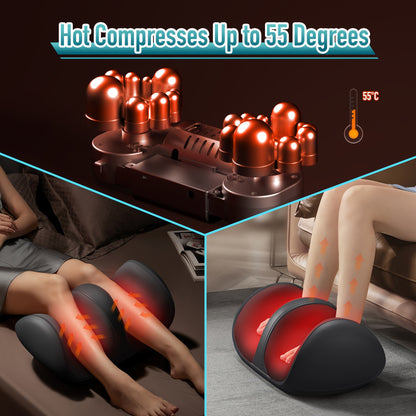 3D Cordless Shiatsu Foot and Calf Massager with Deep-Kneading, Heat, Portable for Relaxation, Gifts for Women Men Family