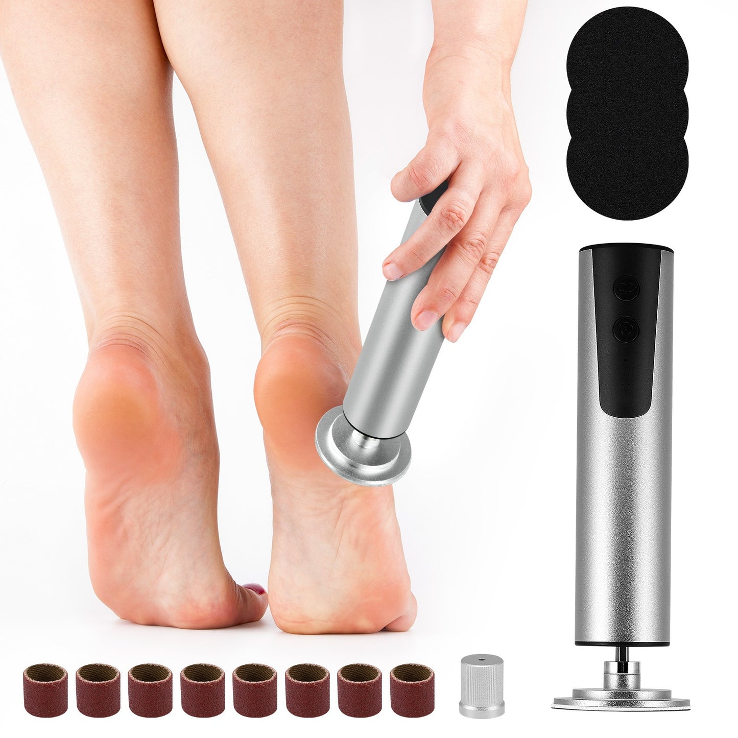 Electric Foot File Hard Skin Remover, 2 in 1 Professional Electric Foot Pedicure Tools with 6 Speed Adjustable, Foot Callus Remover for Dry Dead Skin Cracked Heels, Adjustable Forward & Reverse