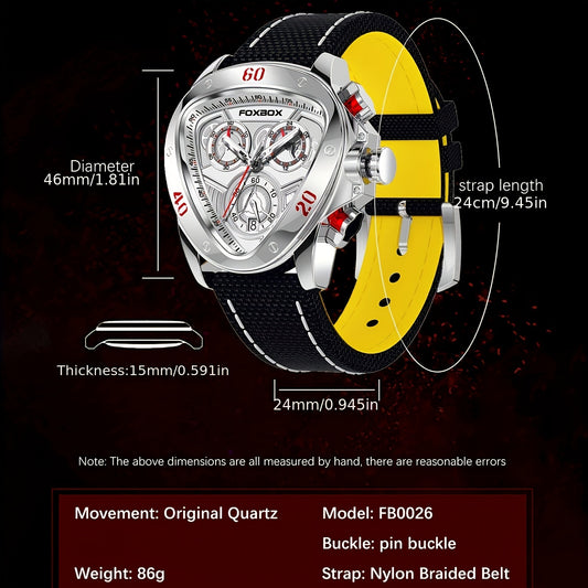 Triangle Casual Sports Watch For Men Top Brand Luxury Electronic WristWatch Man Date Dial Fashion Chronograph Wristwatch